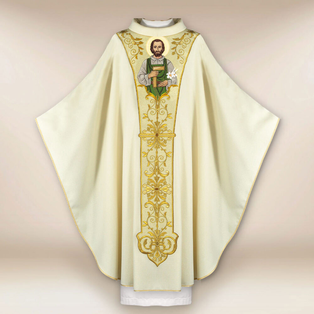 Casulla exclusiva bordada con la imagen de San José