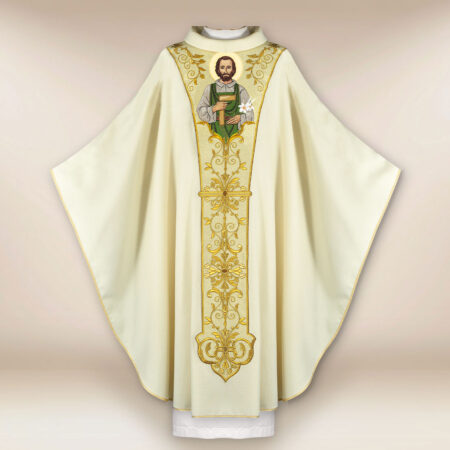 Casulla exclusiva bordada con la imagen de San José