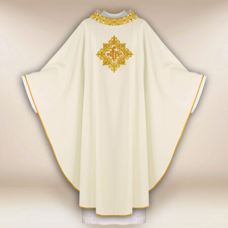 Casulla bordada con IHS ecru