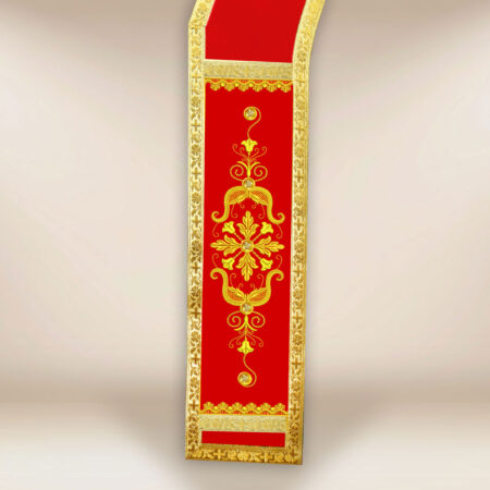 Estola diaconal roja bordada