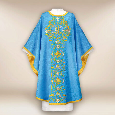 Casulla bordada mariana azul