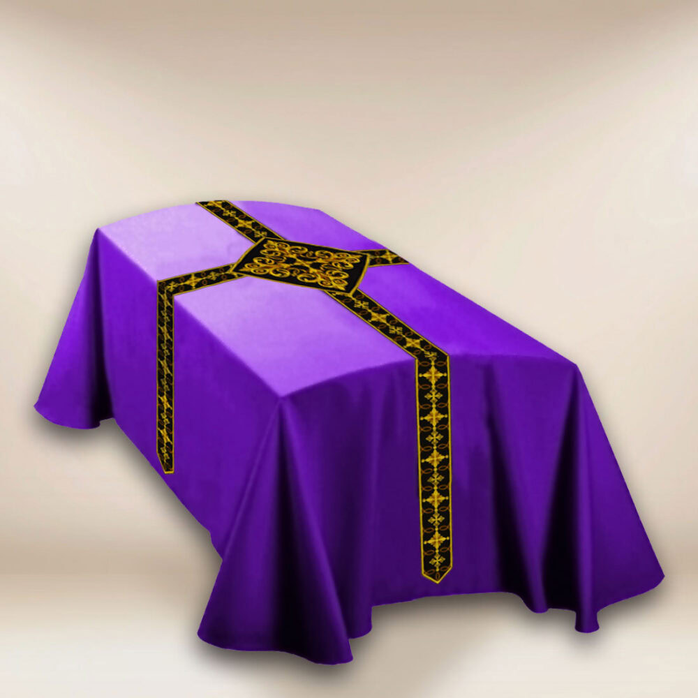 Paño bordado morado para féretro