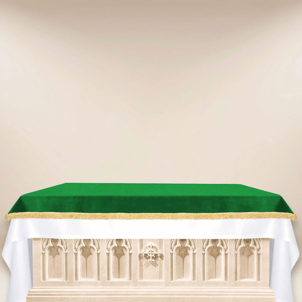 Cubierta de altar de terciopelo verde