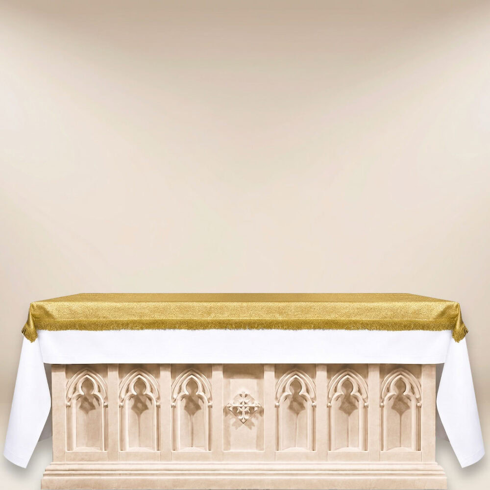 Cubierta de altar de purpurina dorada