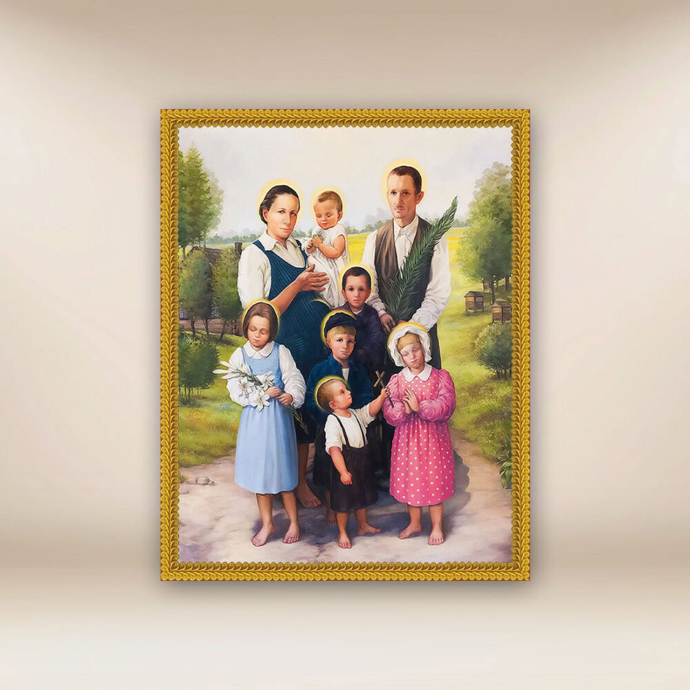 Imagen religiosa sobre tela Familia Ulma