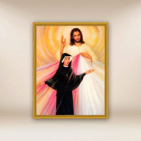 Imagen religiosa sobre tela "Cristo Misericordioso y san Faustino"