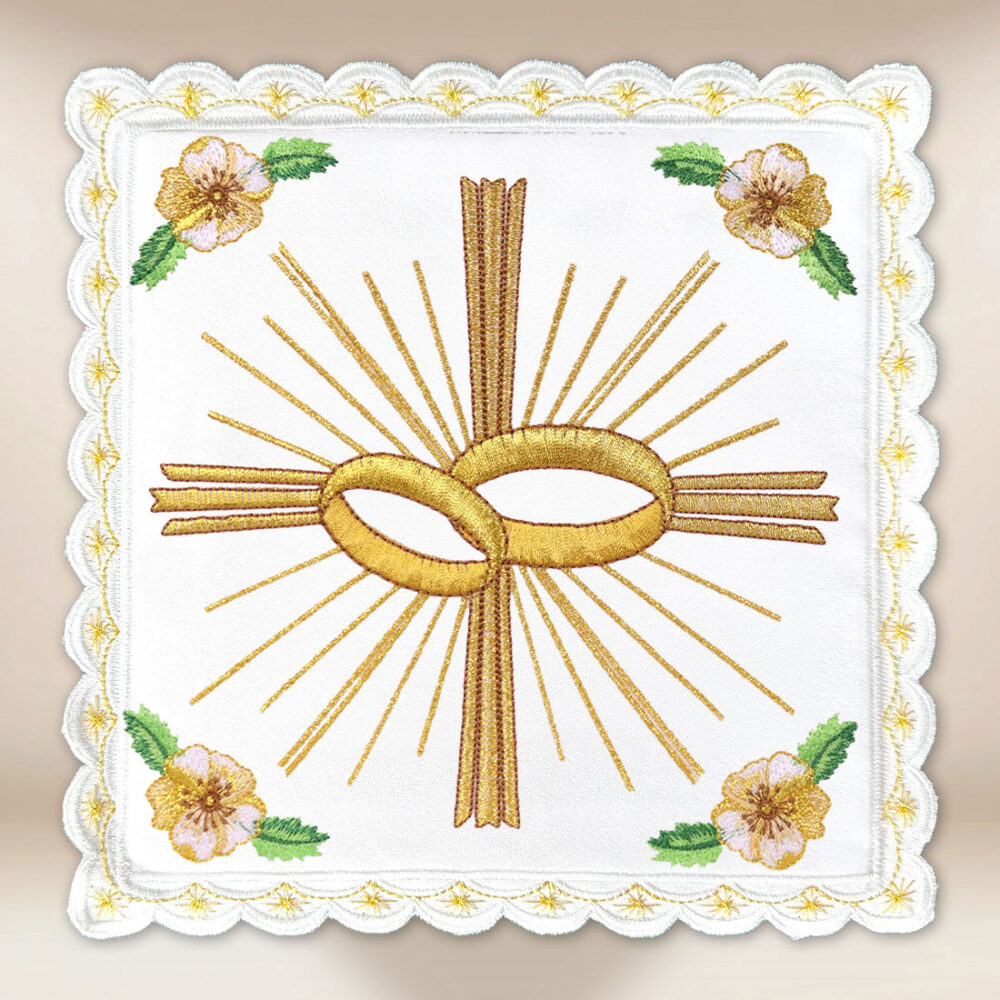Pala de cáliz bordada de boda
