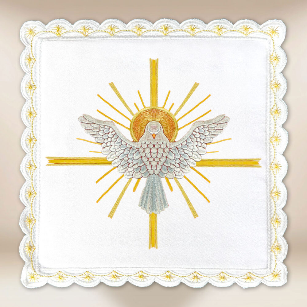 Pala de cáliz bordada blanca