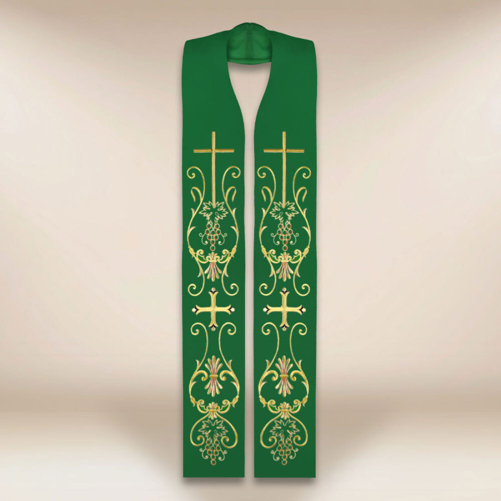 Estola bordada con motivo de la cruz verde