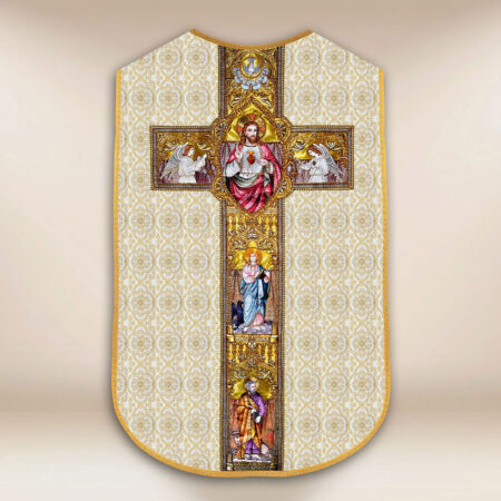 Casulla romana réplica ecru Corazón de Jesús