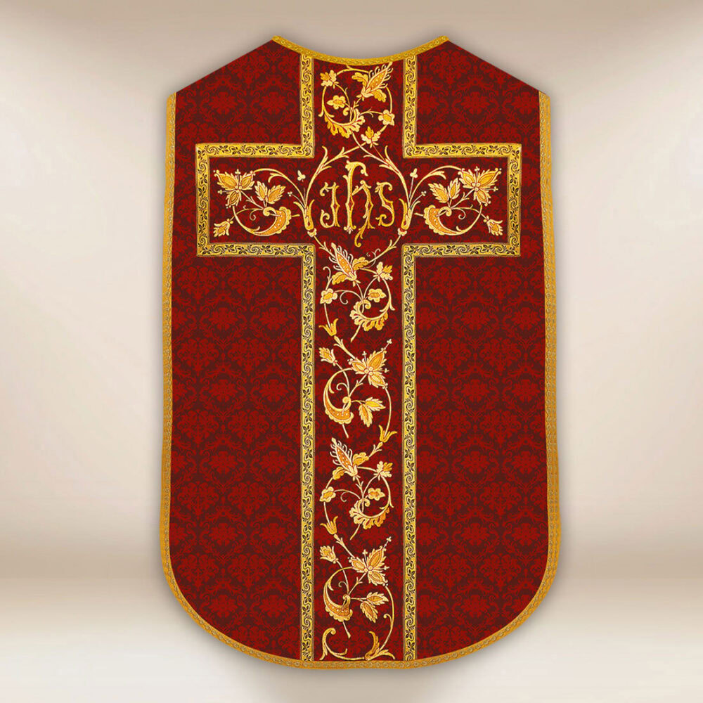 Casulla romana réplica roja IHS
