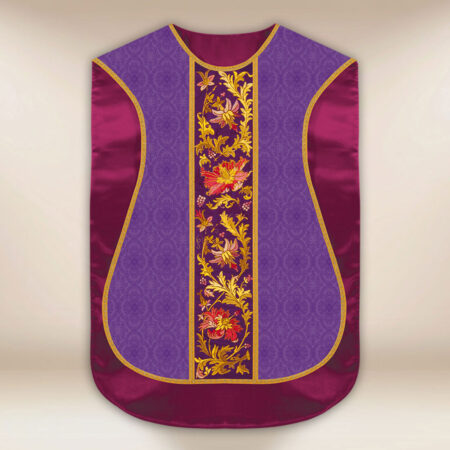 Casulla romana réplica morada IHS