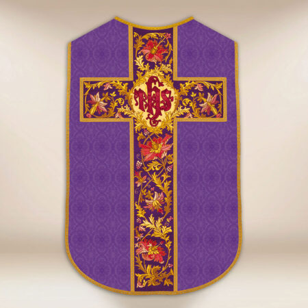 Casulla romana réplica morada IHS
