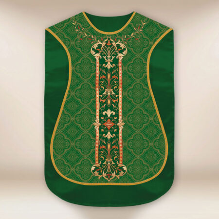 Casulla romana réplica verde IHS