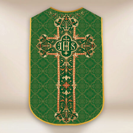 Casulla romana réplica verde IHS
