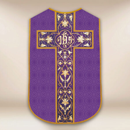 Casulla romana réplica morada IHS
