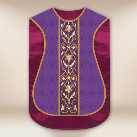 Casulla romana réplica morada IHS