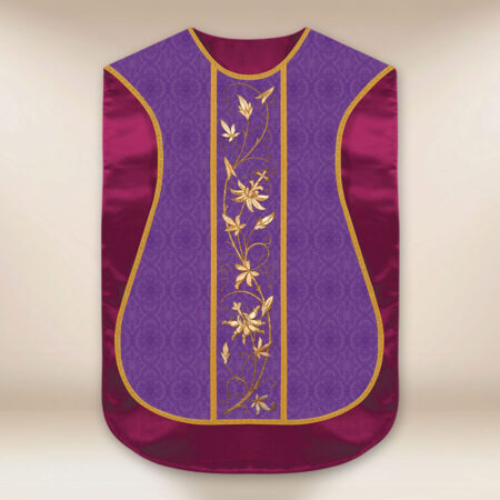 Casulla romana réplica morada IHS