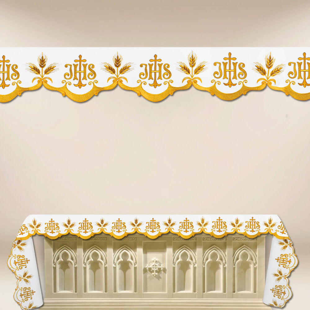 Mantel bordado con hermoso bordado dorado IHS