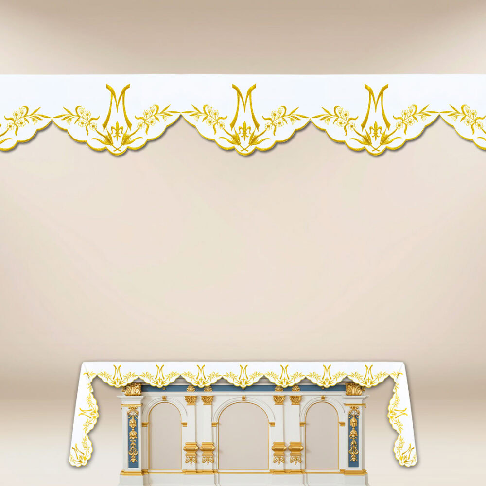 Mantel mariano bordado por tres lados 512x115cm