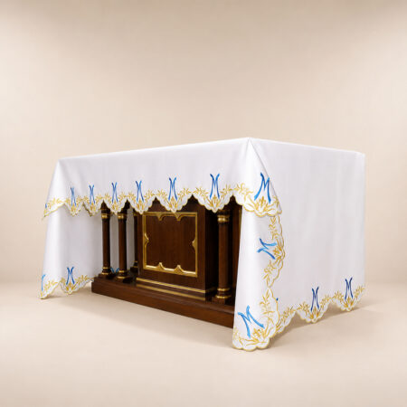 Mantel mariano bordado por tres lados 396x115cm