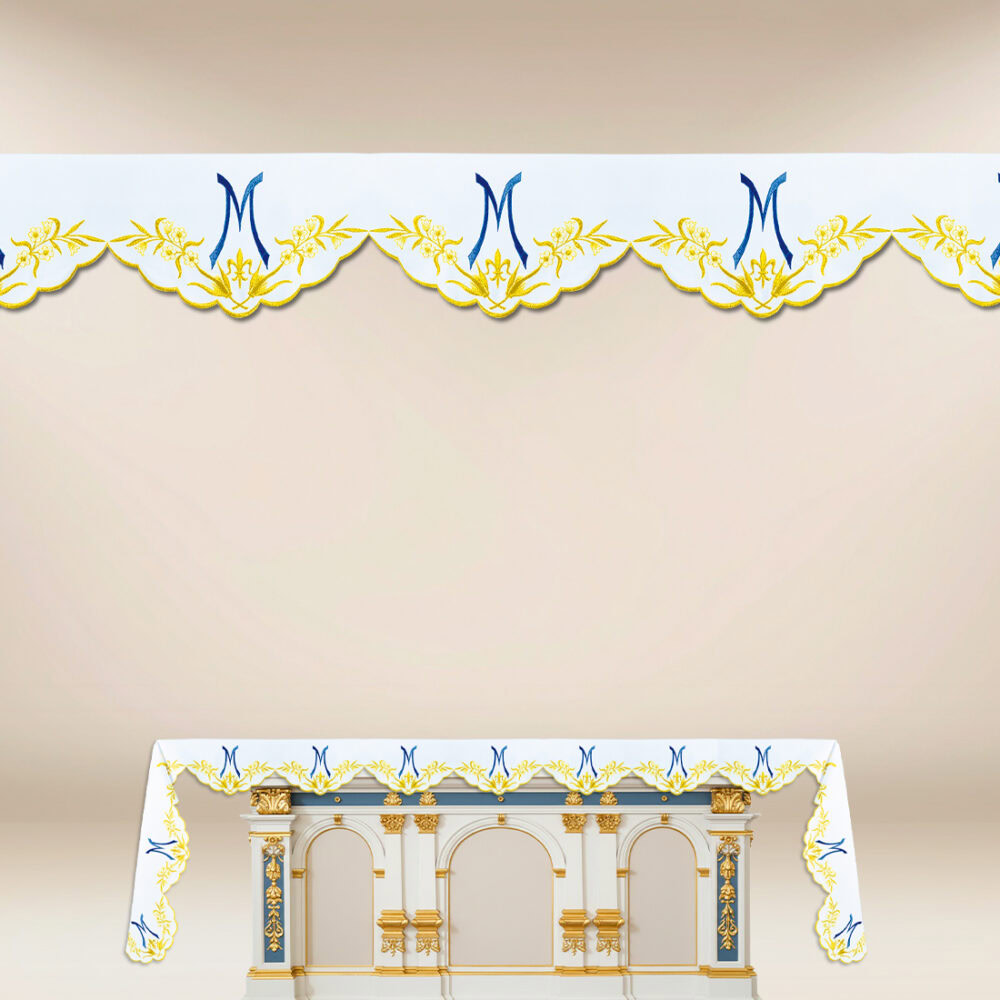 Mantel mariano bordado por tres lados 512x115cm