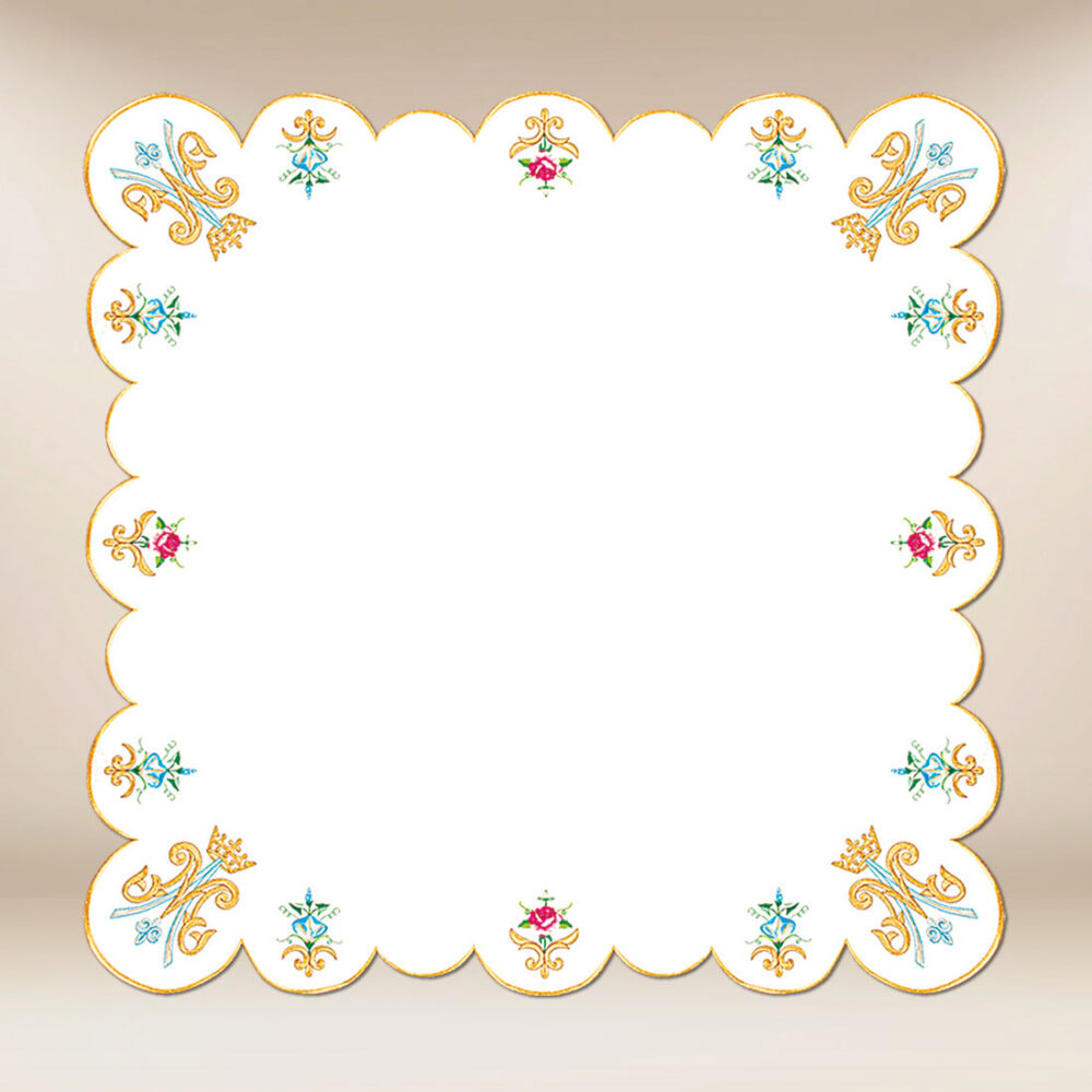Cubierta de altar mariana bordada de 95 × 95 cm