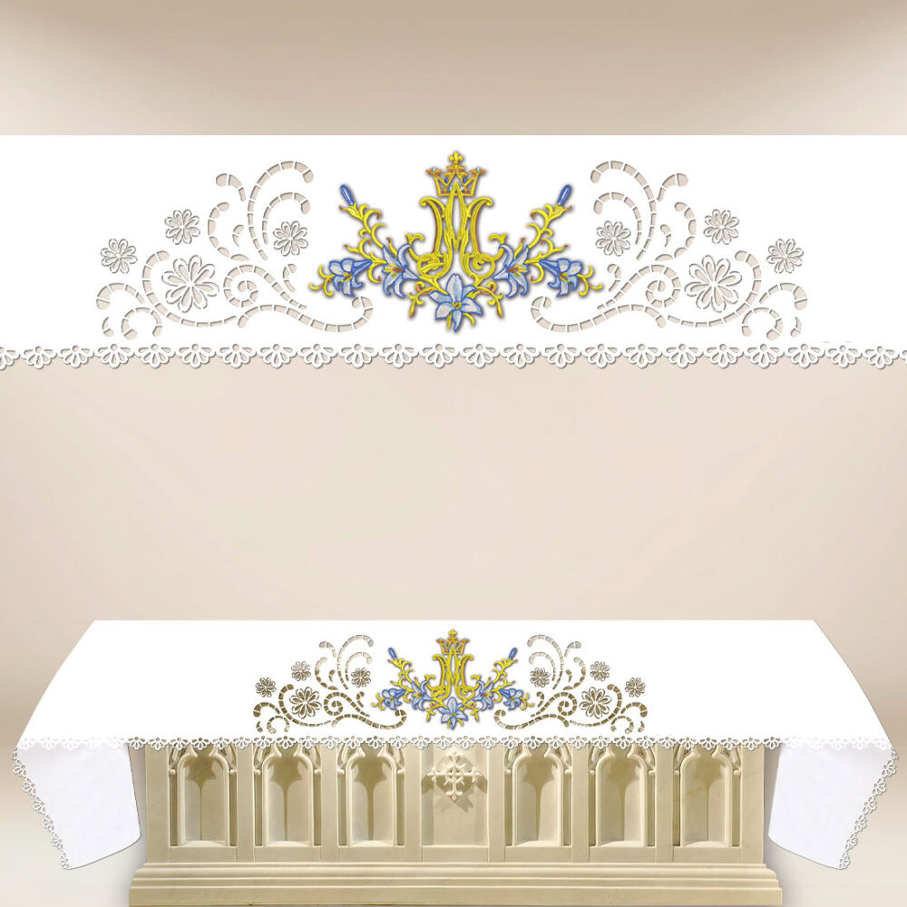 Mantel de altar calado cortado con láser con impresión