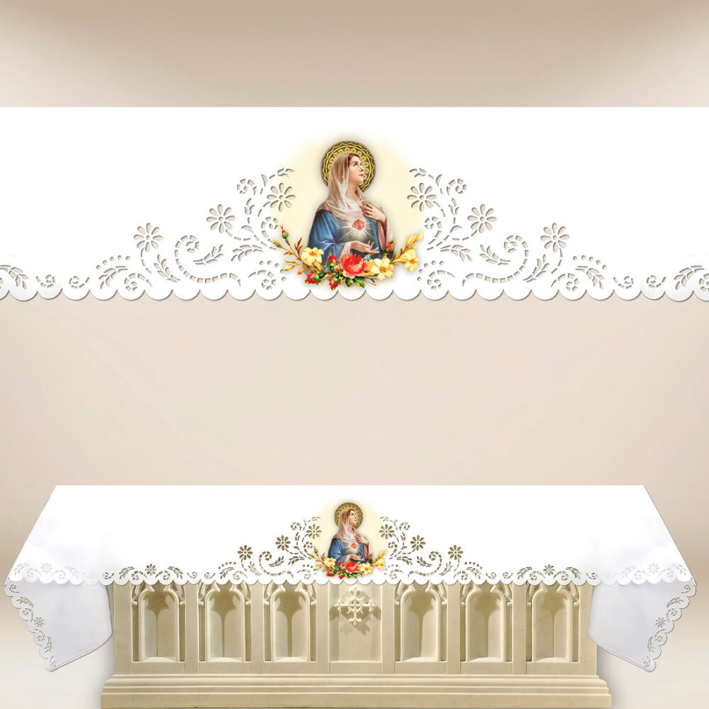 Mantel de altar calado con la imagen foto