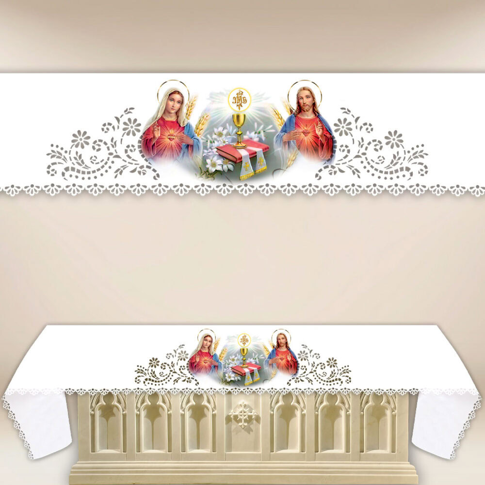 Mantel de altar calado con imagen foto
