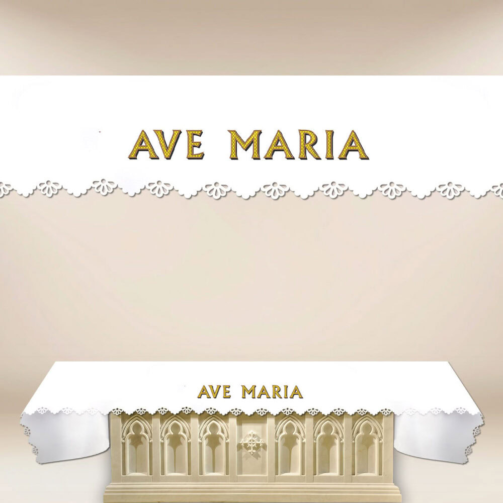 Mantel foto cortado con láser Ave María