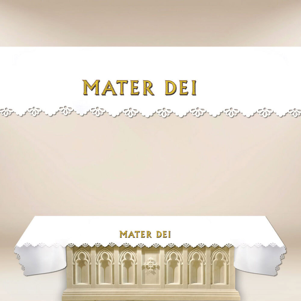Mantel fotográfico calado láser "Mater Dei"