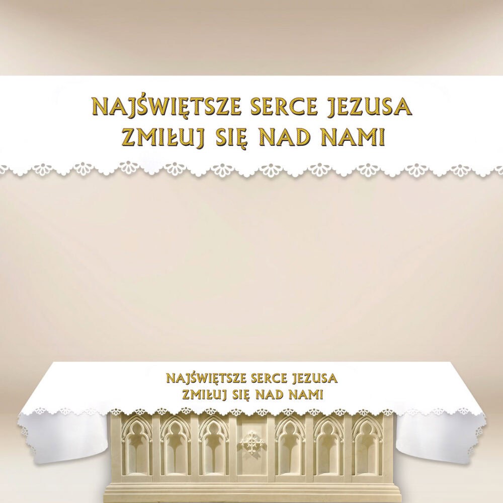 Mantel Fotográfico Calado Láser "Sagrado Corazón de Jesús, Ten Misericordia de Nosotros"