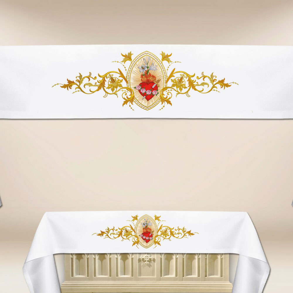 Mantel bordado litúrgico Corazón de María