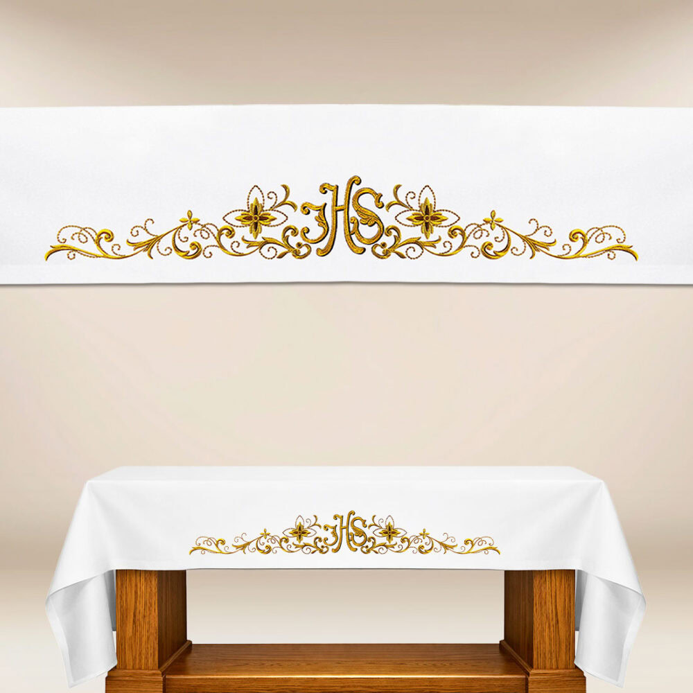 Mantel de altar bordado IHS