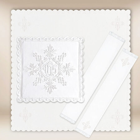 Ropa de altar para el cáliz blanca IHS