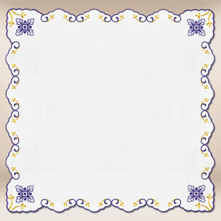 Cubierta bordada de color púrpura con dimensiones de 110×110