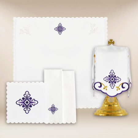 Conjunto de ropa de altar para el cáliz y conopeo