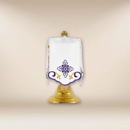 Velo cubrecopón con bordado morado